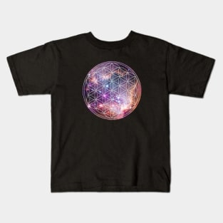 Flower of Life Nebula Stars Kids T-Shirt